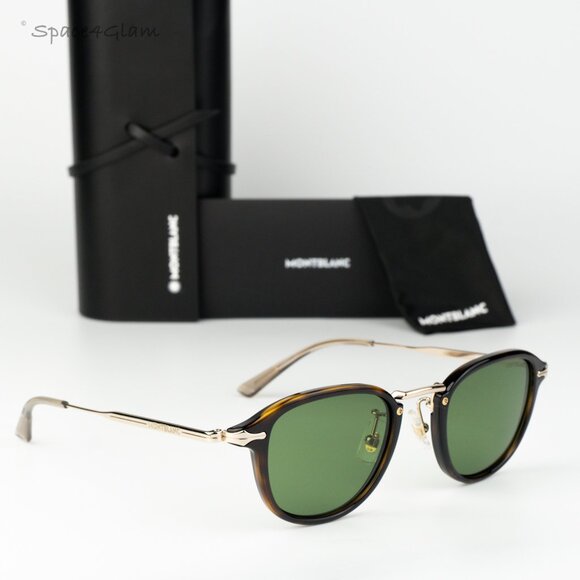 Montblanc Women Sunglasses Havana Gold Green Round MB0336S 002 NEW AUTHENTIC main image 5